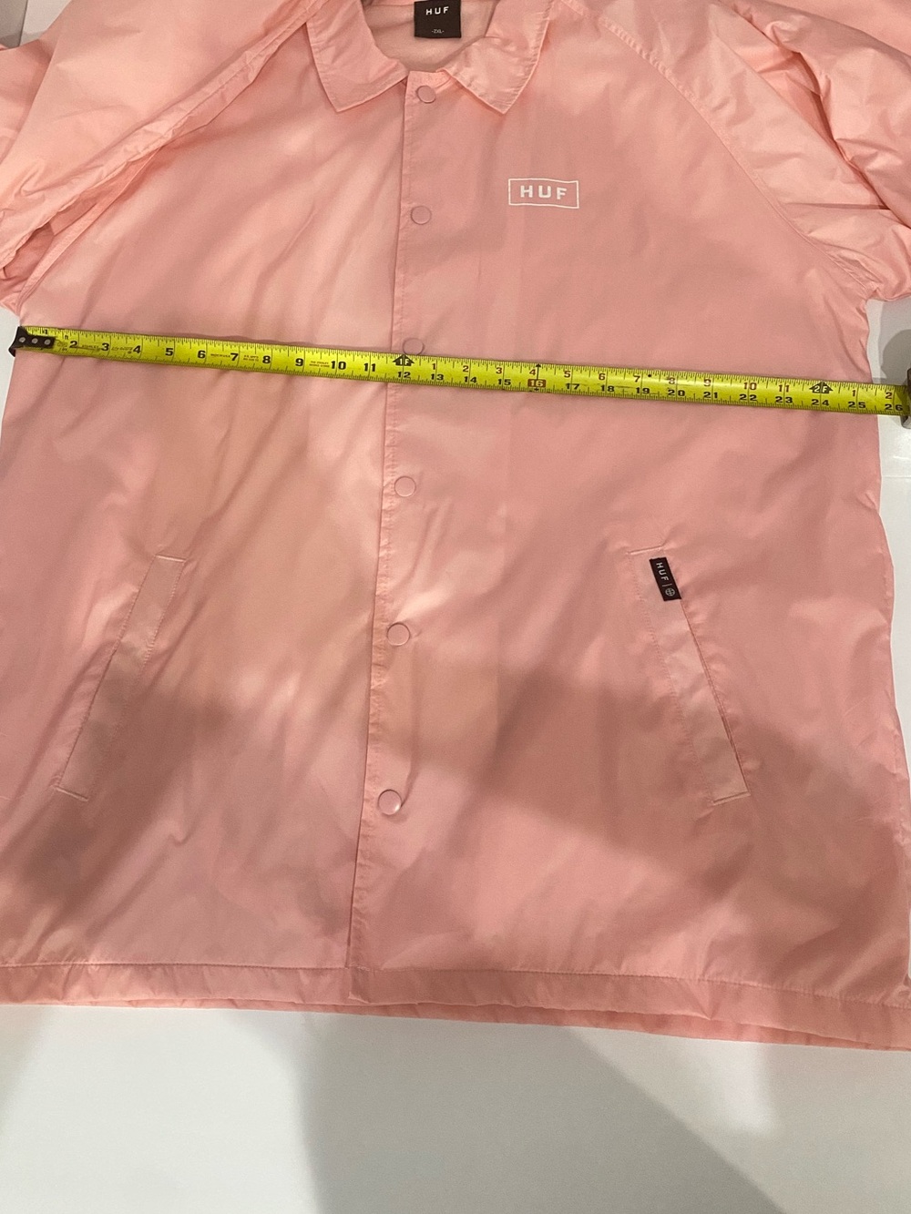 HUF Jacket Men 2XL Pink Nylon Snap Button Waterproof Lightweight Windbreaker - Picture 5 of 10